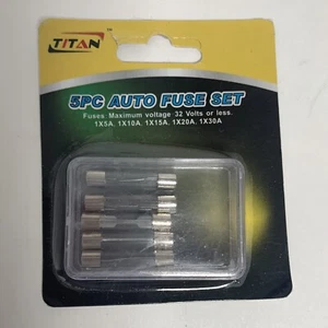 TITAN 5 PC Glass Tube Auto Fuse Set 5A, 10A, 15A, 20A, And 30A - Bild 1 von 2