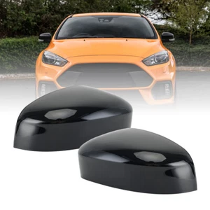 2PCS LH+RH Car Rear View Mirror Covers For Ford Focus MK3 2011-2018 Glossy Black - Picture 1 of 16