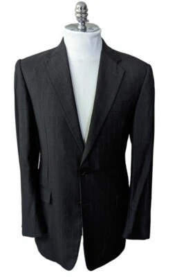 Hickey Freeman x Loro Piana  Men's Blazer Jacket 42L Tasmanian Wool Gray Striped - Image 1 of 4