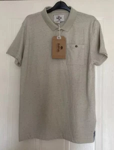 Mens Beige Ecru Bellfield Polo Shirt T Shirt - Size Large Brand New With Tags - Imagen 1 de 12