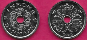 DENMARK 1 KRONE 2020 UNC MARGRETHE II,NEW ROYAL MONOGRAM,SHOWING THREE TIMES bet - Picture 1 of 1
