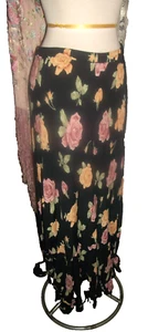 AMAZING WOMEN'S VINTAGE 90'S MARRIKA NAKK BIAS FLORAL RAYON MAXI SKIRT FREE SIZE - Picture 1 of 7