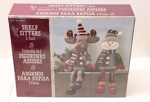 Weihnachtsregalsitter Urlaubsdekoration 2er-Pack Rentier Schneemann sitzt auf Regal - Bild 1 von 6