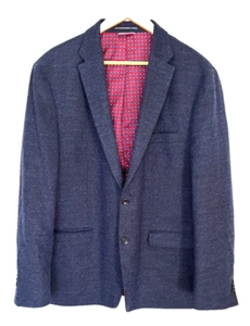 Tommy Hilfiger Mens Blue Wool Blend Blazer Jacket Size 46R Red Lining - Picture 1 of 7