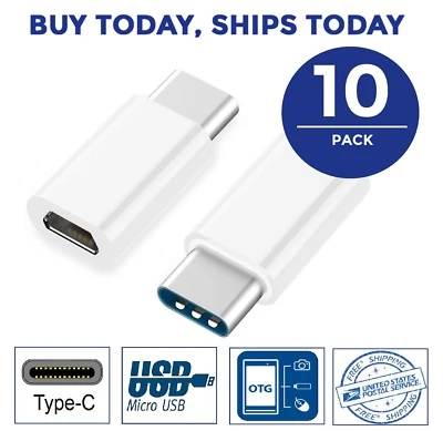 10x USB 3.1 Type C Male to Micro USB Female Adapter Converter Connector USB-C - Image 1 of 4