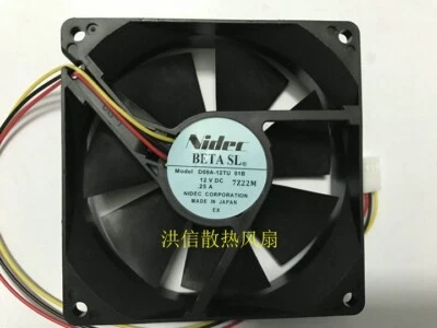 NIDEC 9025 D09A-12TU 01B DC12V0.25A 90mm cooling fan 3pin - Image 1 of 2