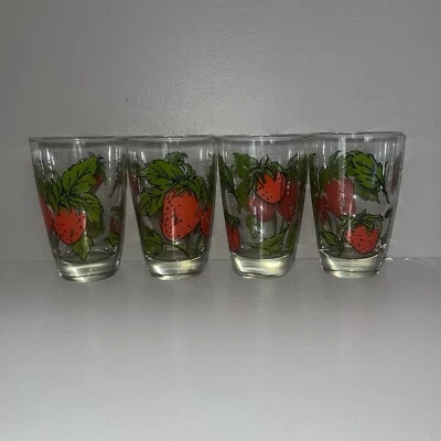 Juego de 4 vasos vintage de vid de fresa Libbey de 10 OZ  Foto 1 de 4