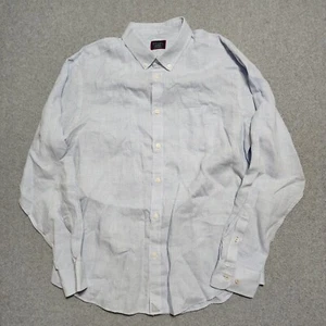 Untuckit Button Down Hemd Herren 100% Leinen XL Blau Langarm Knitterarm - Bild 1 von 10