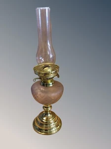 Retro French Brass & Glass Kerosene Lamp Large 53cm - Picture 1 of 12