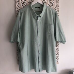 Men’s Cotton Traders Shirt 5XL Light Green Lilac Stripe 100% Cotton Short Sleeve