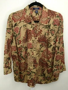 Chaps Womens Multicolor Floral Print Top Size 1X All Cotton - Picture 1 of 4