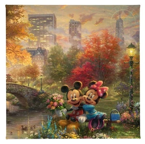 Thomas Kinkade Disney Mickey & Minnie Central Pk 14”x14 Gallery Wrapd Canvas COA - Picture 1 of 4