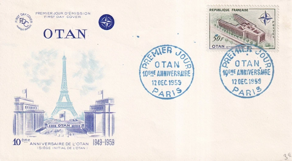 Enveloppe 1er Jour first day timbre 1959 OTAN 10ème anniversaire - Photo 1/1