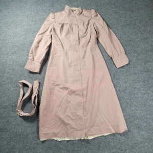 J Gallery Womens Trench Coat 6/7 Pink Double Breasted Belted Pockets - Picture 1 of 8