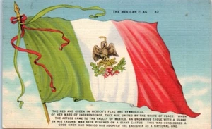 BANDERA MEXICANA lino - Postal - Imagen 1 de 2