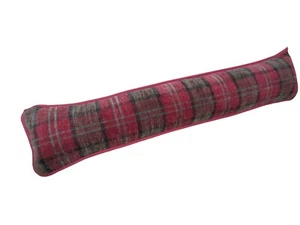 Chenille Check Design Draught Excluder in Red Wine Burgundy Colours - Picture 1 of 1