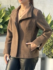 Hilary Radley 10 Alpaca Wool Blend Lined Coat Jacket Soft Brown Peruvian - Picture 1 of 13