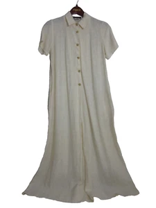 Maxi Camisa Vestido Largo Con Botones De Colección Harve Benard Para Mujer 8 Marfil Crema Lino SS - Imagen 1 de 12