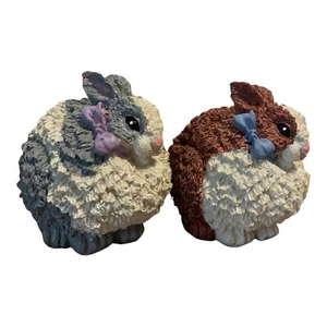Easter Bunnies Vintage 1997 Brown Gray Figurine Hermitage Pottery Two Rabbits - Picture 1 of 6