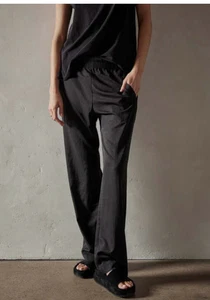 James Perse 1 Monterey Trouser Black Lightweight Cupro Wide Leg Womens Small - Picture 1 of 14