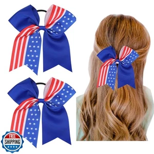 July Fourth Hair Bow, Red White Blue Hair Bow for Women Girls Glitter Large C - Picture 1 of 3