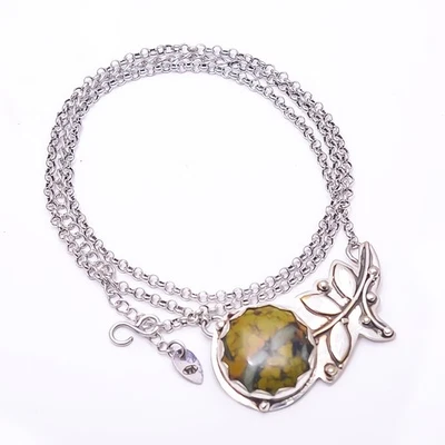 Turquesa - Collar Hecho a Mano Tenis Plata de Ley 925 Flor Tibetana 17.99" C38 Foto 1 de 4