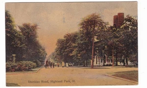 Illinois antike Postkarte / Highland Park, Ill. / Sheridan Road / Rotograph - Bild 1 von 2