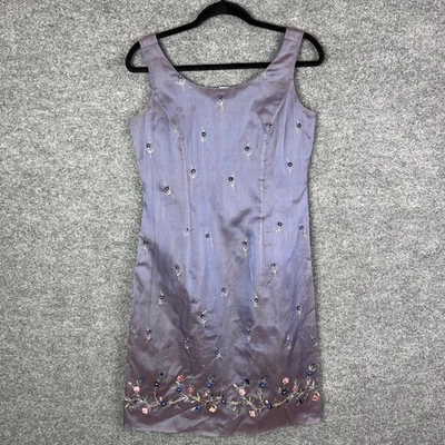 New Ann Taylor 100% Silk Dress Floral 6 With scarf Embroidered Occasion Party - Image 1 of 4