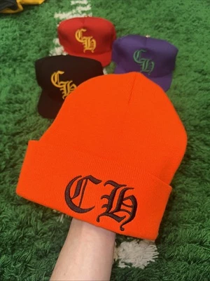 Gorro Chrome Hearts Script naranja cruces raras Foto 1 de 4