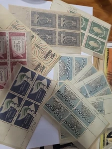 1960s USPS STAMPS  (10) 4 BLOCK MISC. 5 CENT- CAROLINA CHARTER,ETC. MINT  - Picture 1 of 1