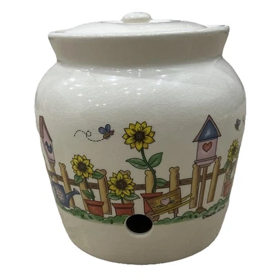 Dispensador de gres de girasol y pajarera de colección 1 jarra de cerámica (sin boquilla) Foto 1 de 4