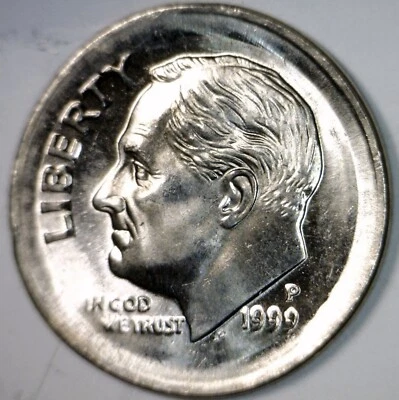 1999 ERROR HUGE Broad Struck Roosevelt Dime CH BU Coin Brd Strike BIGGER THAN 1c - Image 1 of 4