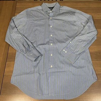 Camisa de vestir POLO Ralph Lauren para hombre 16 32/33 Regent calce clásico azul verde a rayas Foto 1 de 4
