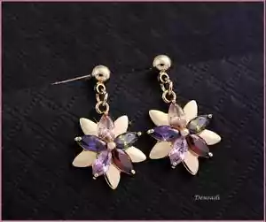 PENDIENTES MARGARITA EN RELIEVE DE ORO GOLD FILE PIEDRAS CIRCONIO MULTICOLOR - Imagen 1 de 3