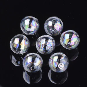 100pc AB Color Handmade Blown Glass Globe Beads Round Clear Loose Spacer 12~25mm - Picture 1 of 4