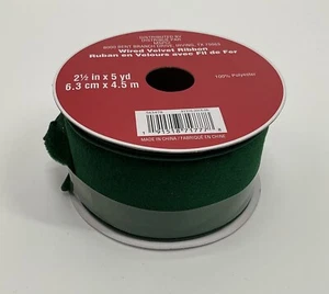 Celebrate It verdrahtete grüne Samtbandspule Weihnachten Basteln 2,5 Zoll x 15 Fuß - Bild 1 von 6