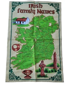 VTG IRISH LINEN KITCHEN TOWEL"IRISH FAMILY NAMES" MADE IN IRELAND - Picture 1 of 7