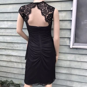 Vtg Y2k Cache Black Mesh Lace Women 4 Formal Prom Dress Goth 90s Dark Fairy - Picture 1 of 10