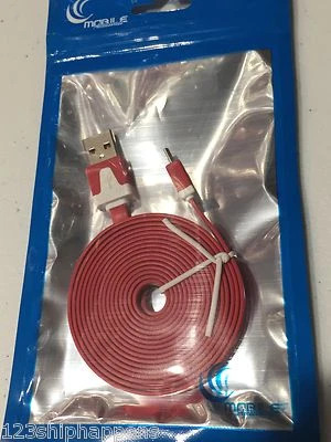 FLAT NOODLE USB Data Sync Charger Cable FOR iphone 4 4s 5 5c 6 7 plus micro usb - Image 1 of 4