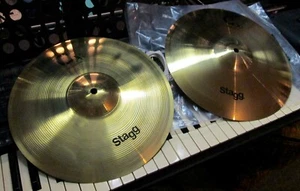 Medium Hi-Hat Cymbals (Pair) Stagg CX series 13" 2020s NOS economy drum parts - Picture 1 of 4