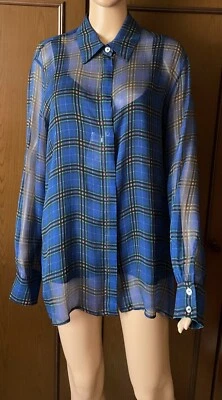 Silk blouse MARINA RINALDI Woman, blue, IT 48 DE 42 US 12 GB 16 Camicie di seta - Immagine 1 di 4