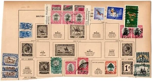 Colección de sellos - Sudáfrica en restos de página vintage (C589) - Imagen 1 de 2