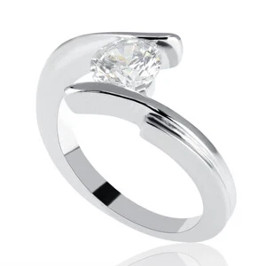 1/3 CT Diamond Engagement Ring Round Cut D/SI1 14K White Gold Size 6 - Bild 1 von 5