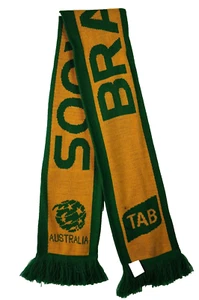 Australian Socceroos Knit Scarf 148cm Green Yellow Tassel AUSTRALIA vs BRAZIL - Imagen 1 de 7