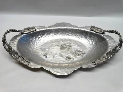 VTG Hand Wrought Creations by Kent Rodney Double Handled Oval Tray Floral Design - Image 1 of 4