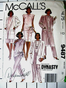 McCall 9487 COAT BLOUSE PANT SKIRT size10 Diahann Carroll  uncut fabric pattern - Picture 1 of 3