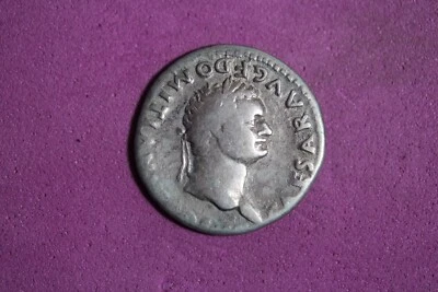 69-81 AD Roman Empire Domitian & Vesta Silver Denarius #M22919 - Image 1 of 2