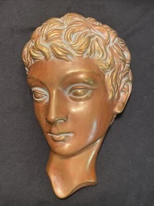 Vintage Bust Face Sculpture Wall Art Achatit Handarbeit Made Germany - Afbeelding 1 van 12
