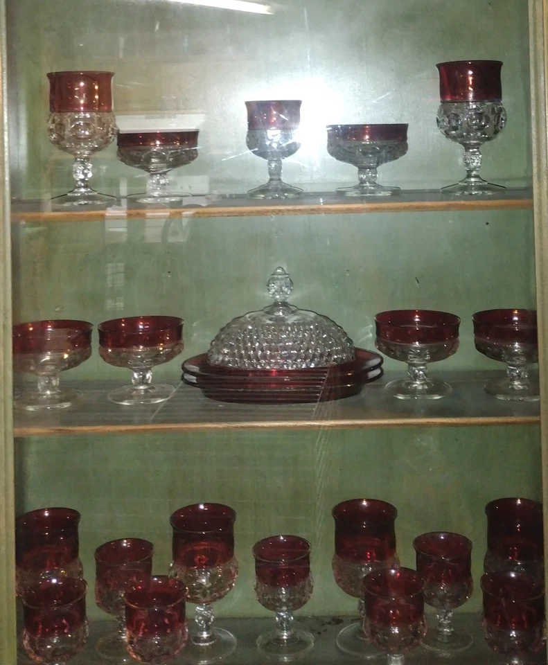 Kings Crown Ruby Red Glass thumbprint 22 Pc. Set - Image 1 of 1