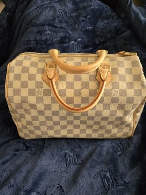 Louis Vuitton Speedy Bowler 30 Blue White Leather Speedy Azur - Image 1 of 4